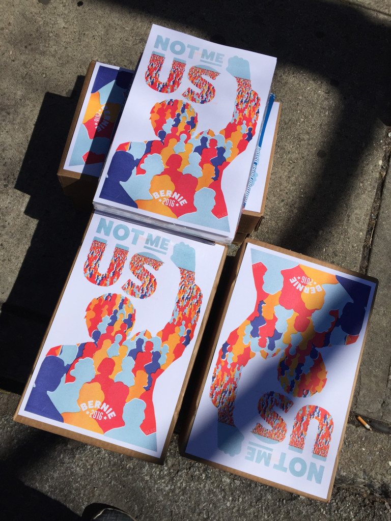 Risograph Bernie Posters before delivery to Brooklyn and Astoria, Queens