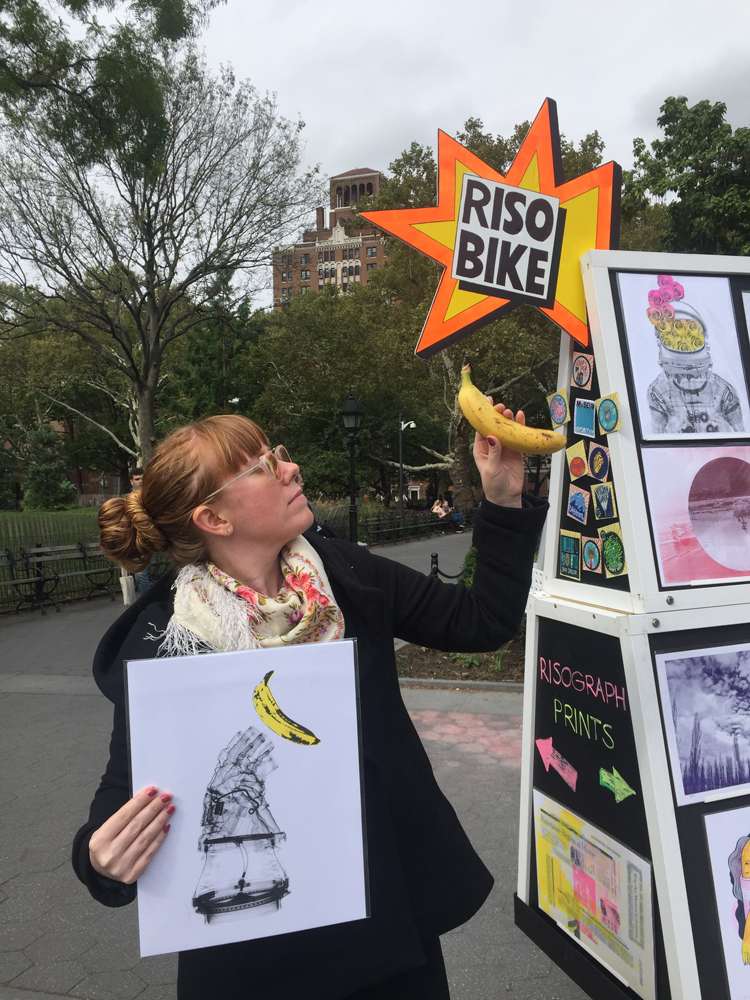 Riso Bike with Elizabeth Tolson and AM DeBrincat's Astronaut Banana Risograph Print